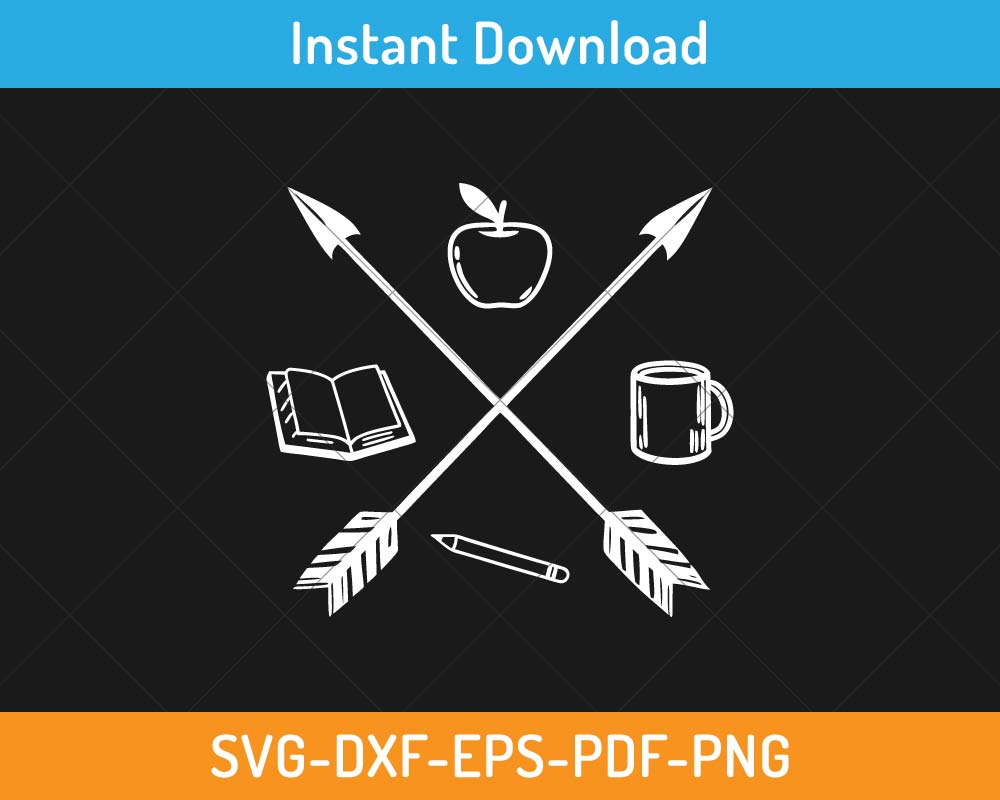 Teacher Cross Arrow SVG Print-ready Digital Cutting File for Cricut and ...