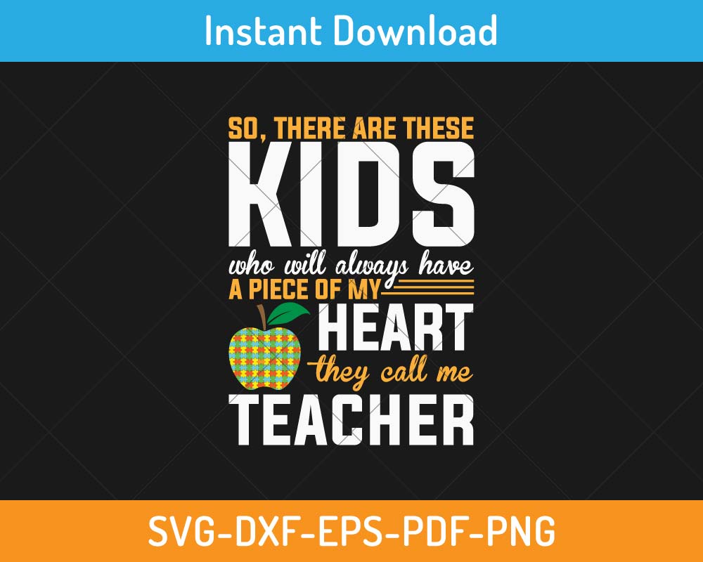 My heart he calls me teacher SVG Print-ready Digital Cutting File for ...